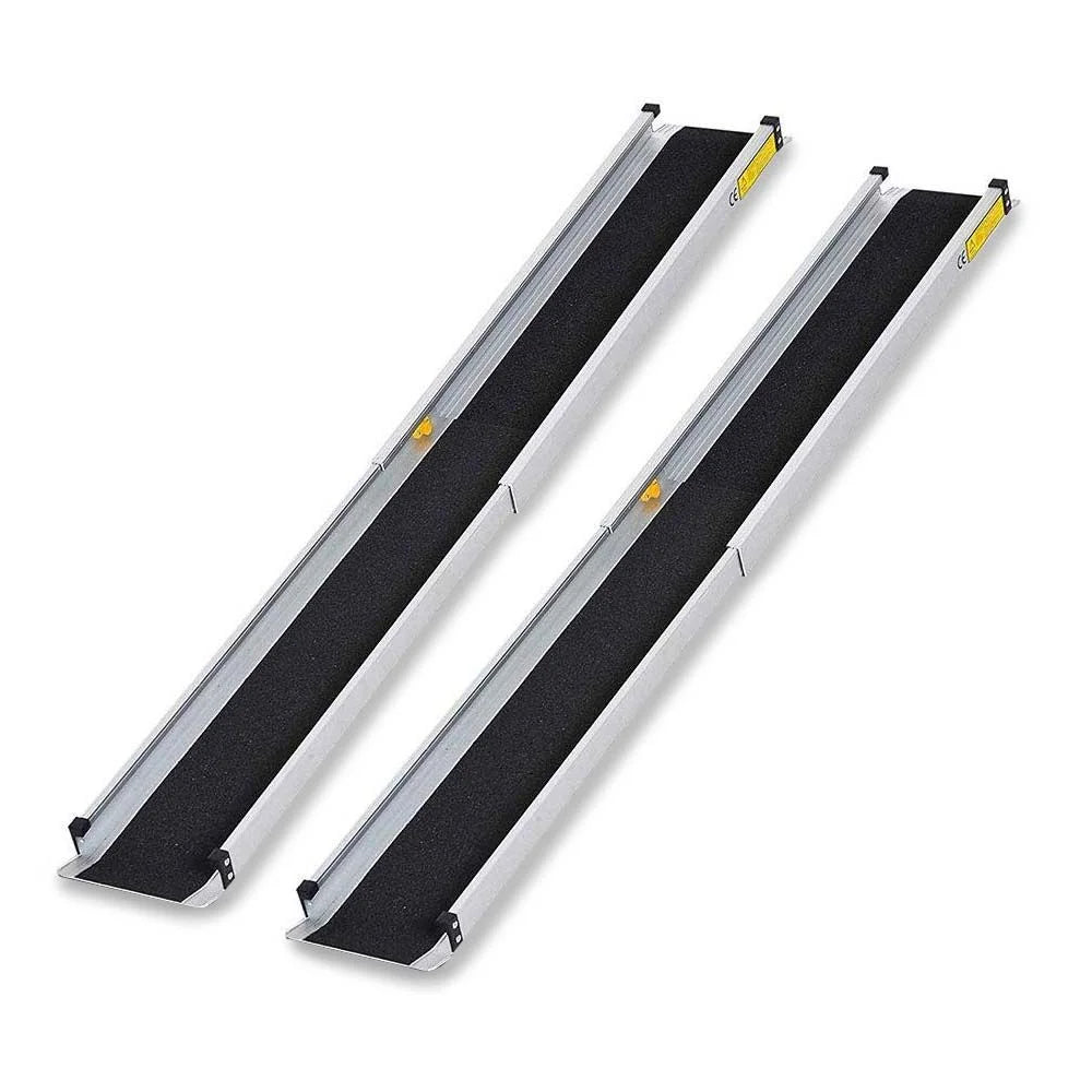 2x Rampes Télescopiques pour Fauteuil Roulant chacune 98,5-183 cm Rampe Télescopique en Aluminium Réglable pour Escaliers & Obstacles