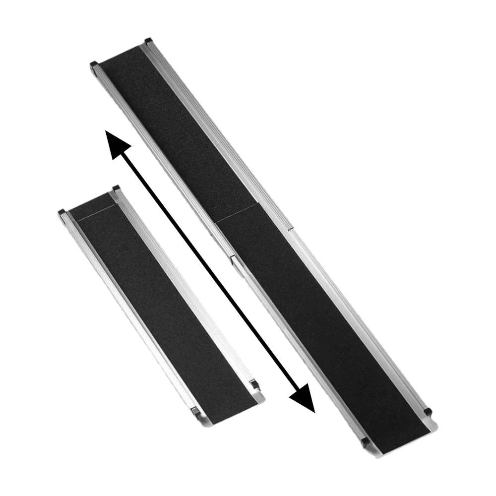 2x Rampes Télescopiques pour Fauteuil Roulant chacune 98,5-183 cm Rampe Télescopique en Aluminium Réglable pour Escaliers & Obstacles