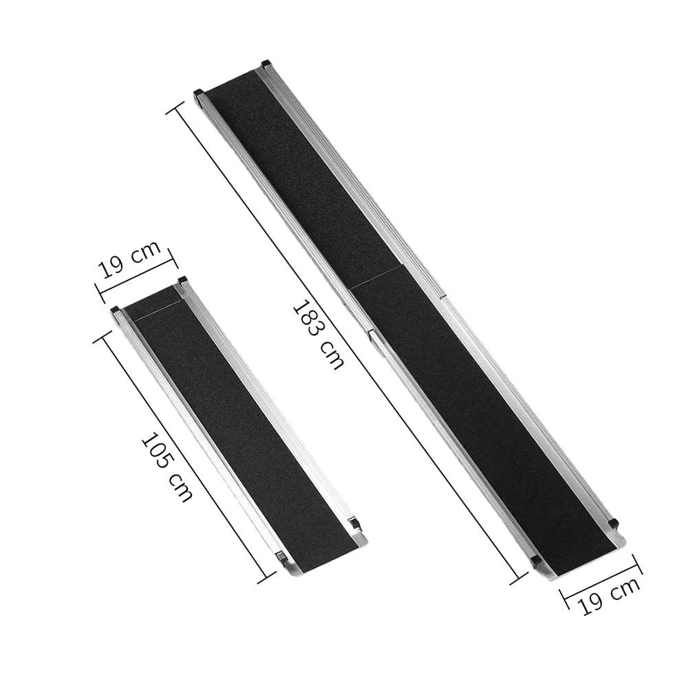 2x Rampes Télescopiques pour Fauteuil Roulant chacune 98,5-183 cm Rampe Télescopique en Aluminium Réglable pour Escaliers & Obstacles