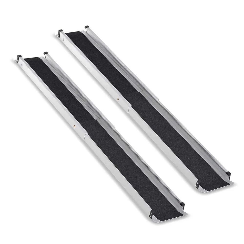 2x Rampes Télescopiques pour Fauteuil Roulant chacune 98,5-183 cm Rampe Télescopique en Aluminium Réglable pour Escaliers & Obstacles