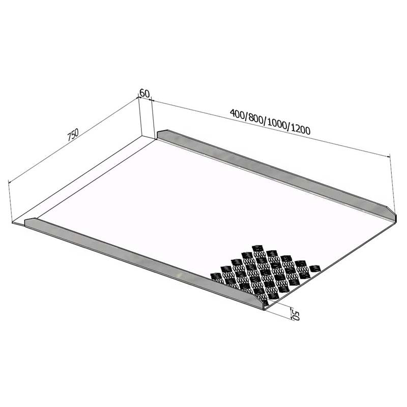 Rampe d'accès ERP PMR amovible longueur 400 mm en aluminium larmé antidérapant
