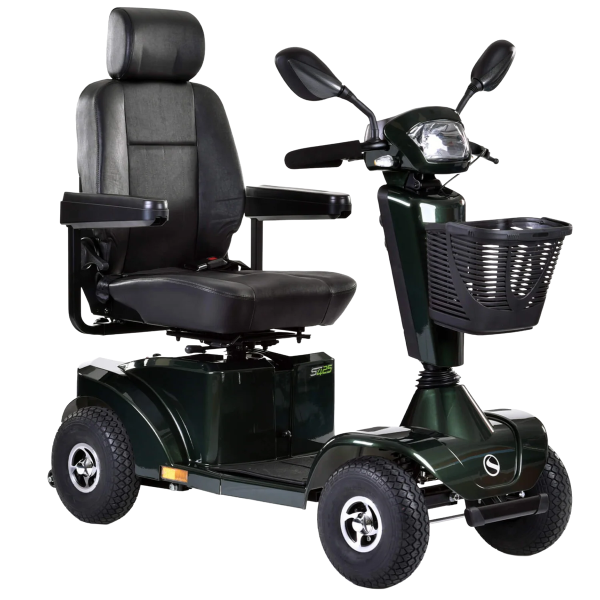 Scooter de mobilité grand format Sunrise Medical S425 12 kmh, haut de gamme, vert et argent